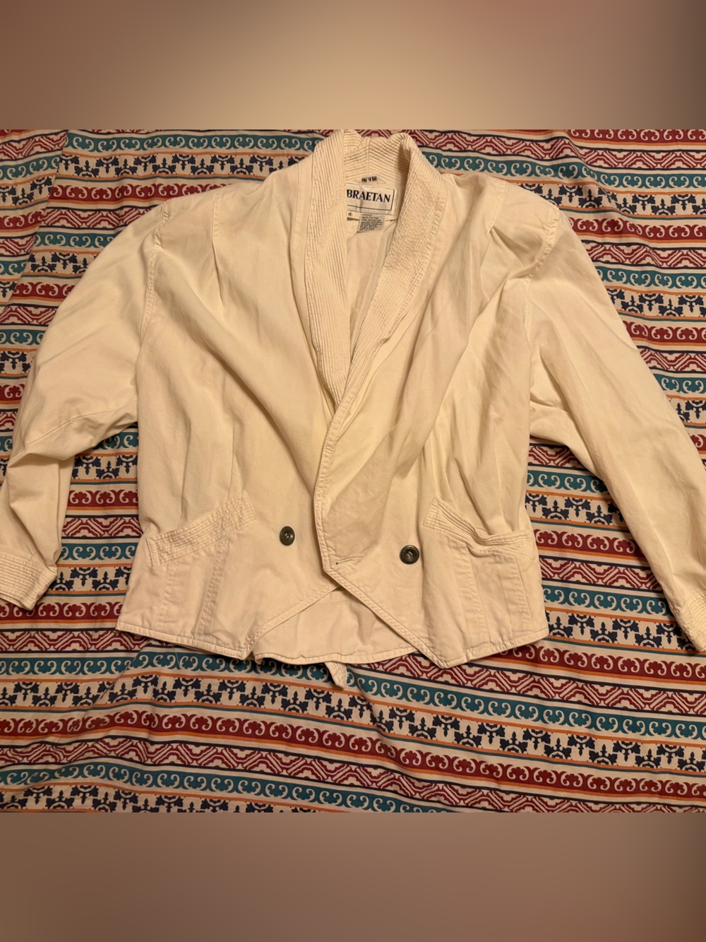 Vintage 80’s cowboy Braetan Cream Lightweight Trench-Style Jacket